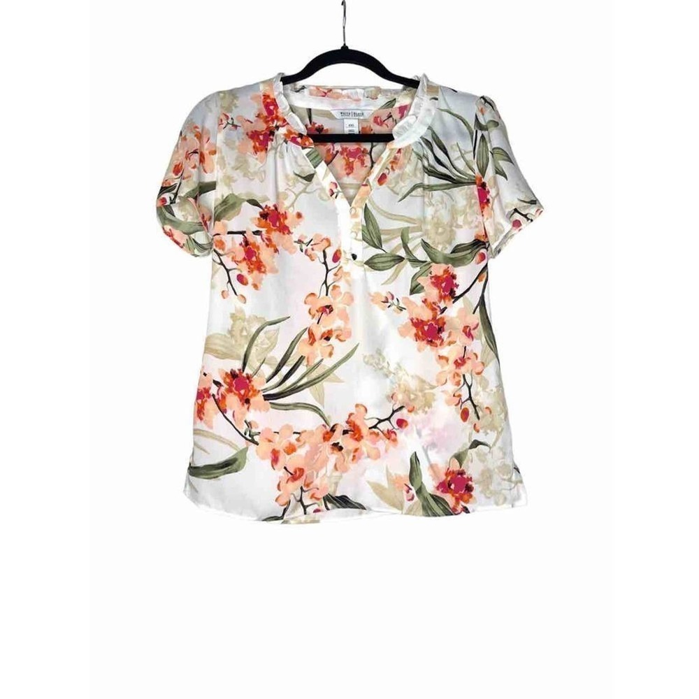 WHITE HOUSE BLACK MARKET‎ Women’s Sheer Blouse Floral Multicolor Size XXS